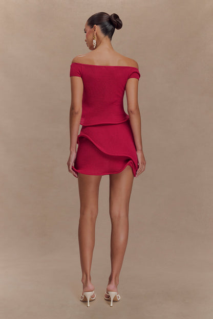 Haisley Haut en Tricot Décolleté Croisé - Framboise