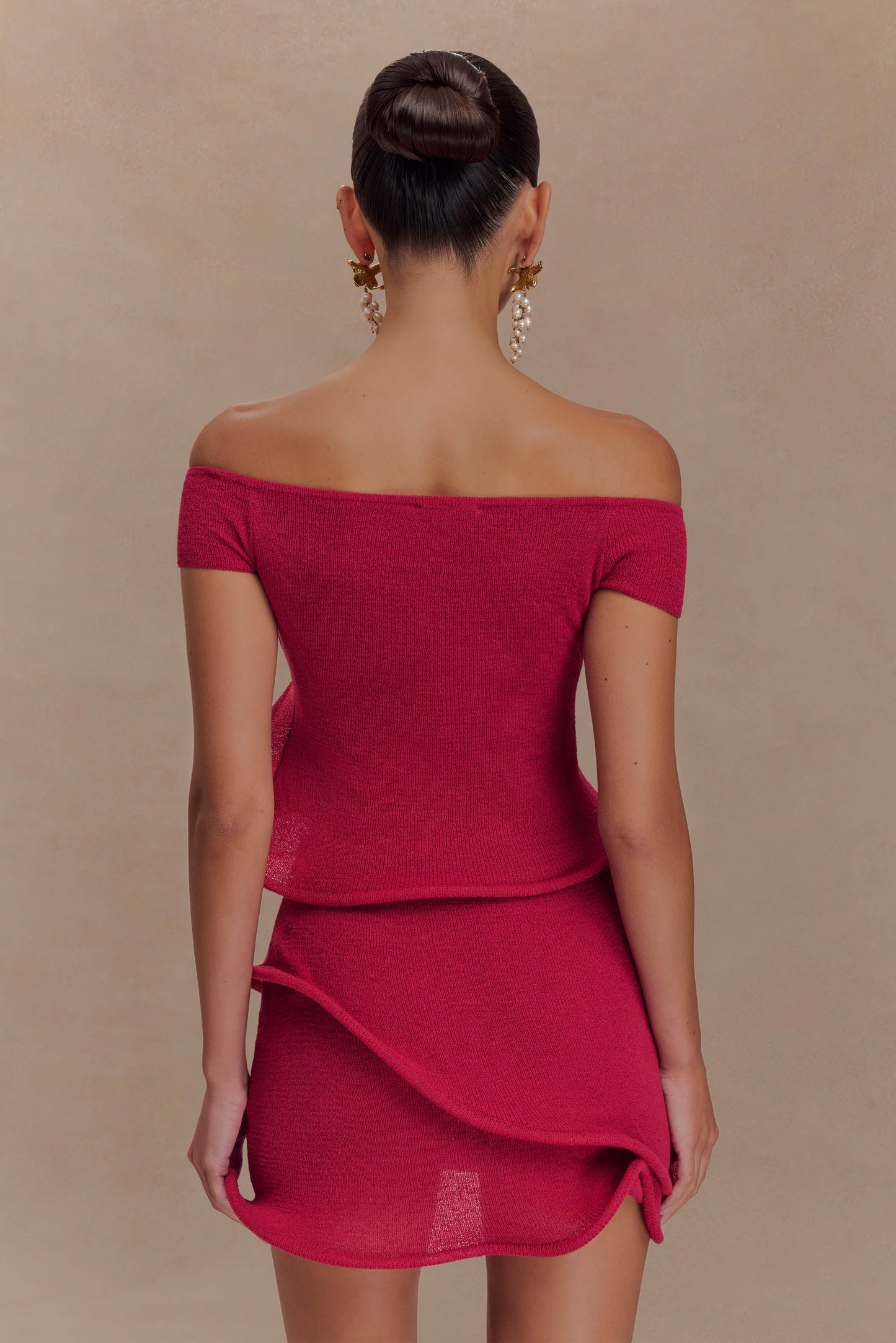 Jupe mini en tricot Haisley - Framboise