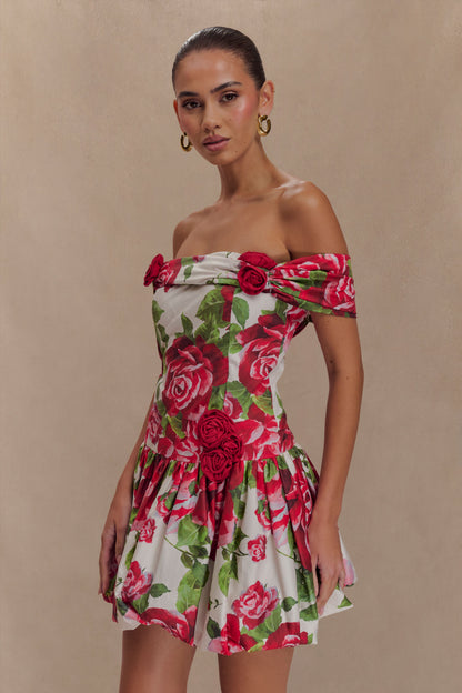 Mini-robe Giovanna à épaules dénudées - Imprimé Sonia Rose