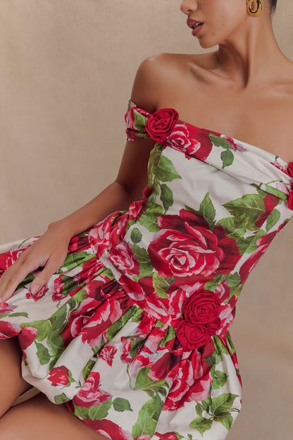 Mini-robe Giovanna à épaules dénudées - Imprimé Sonia Rose