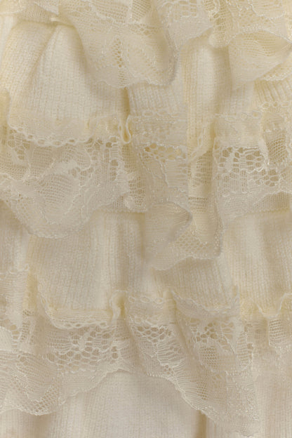 Short-jupe à volants en dentelle Margaret - Crème