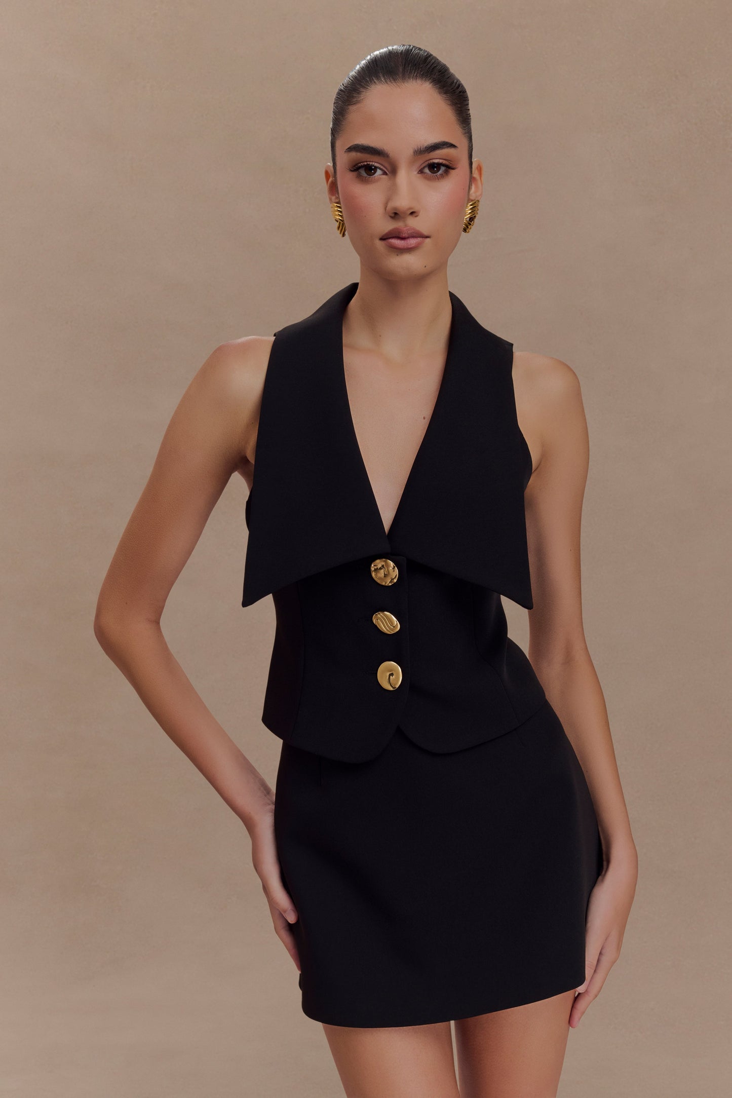Gilet Alix à boutons mixtes - Noir