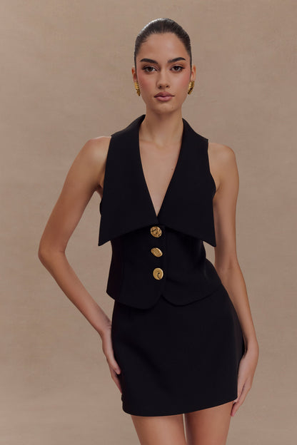 Gilet Alix à boutons mixtes - Noir