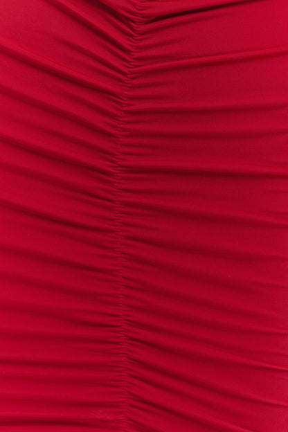 Mini-robe trapue et en mousseline de soie avec épaules dénudées Caspian - Rubis