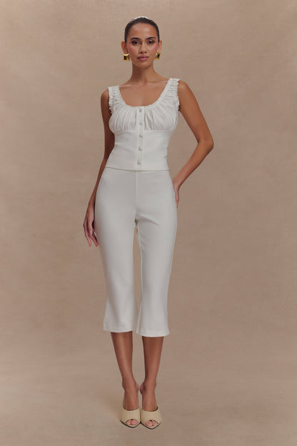 Pantalon Capri en Crêpe à Emmanchures Layla - Blanc