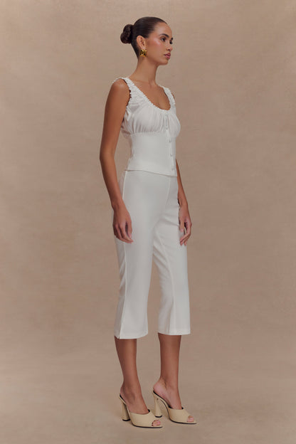 Pantalon Capri en Crêpe à Emmanchures Layla - Blanc