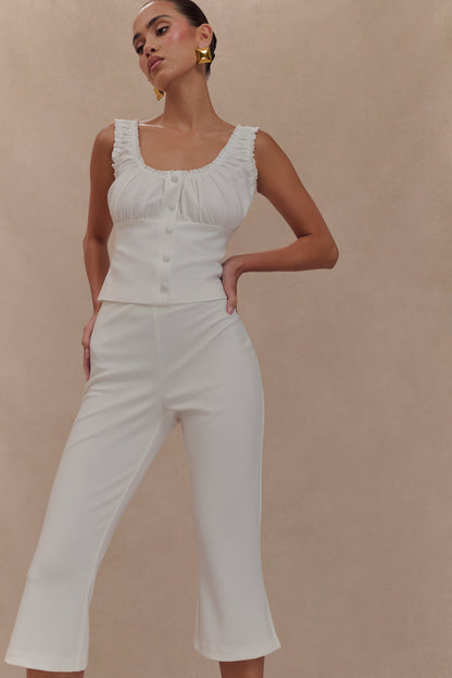 Pantalon Capri en Crêpe à Emmanchures Layla - Blanc