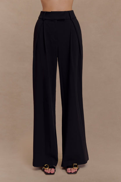 Pantalon large à plis Jacqueline - Noir