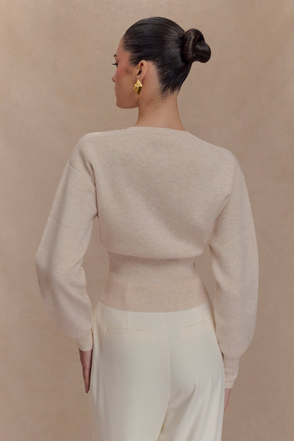 Cardigan en tricot à boutons Ferne - Gris avoine chiné