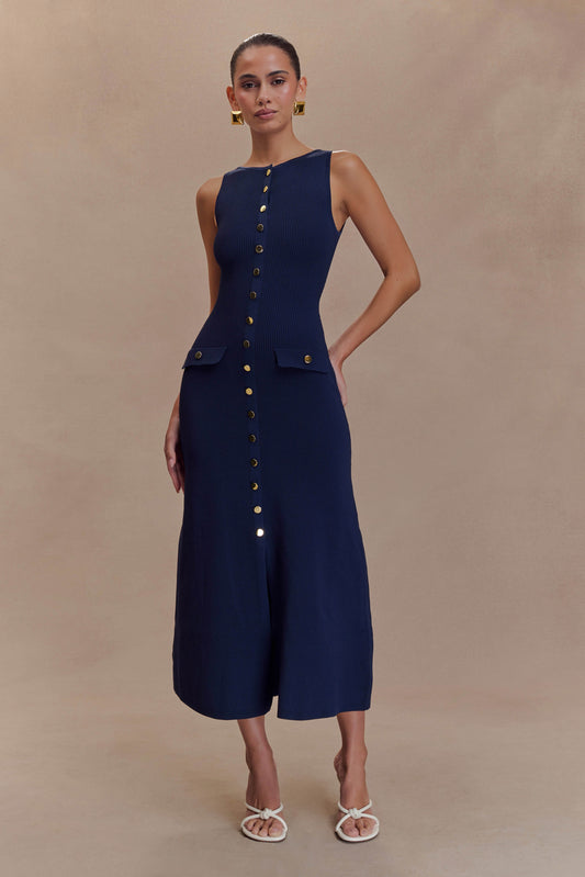 Robe Maxi Sans Manches Boutonnée Sawyer - Bleu Marine