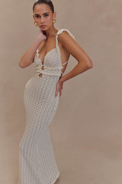 Robe Maxi en Dentelle Ezra - Ivoire