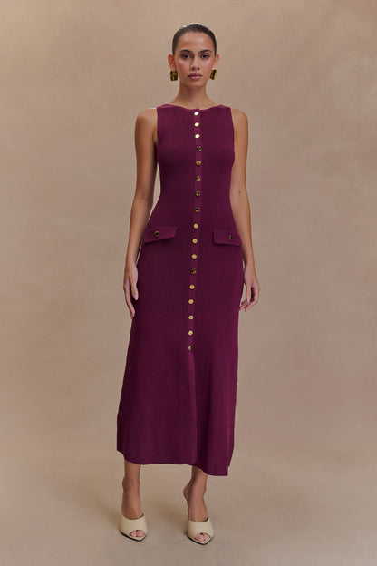 Robe Maxi Sans Manches Boutonnée Sawyer - Prune