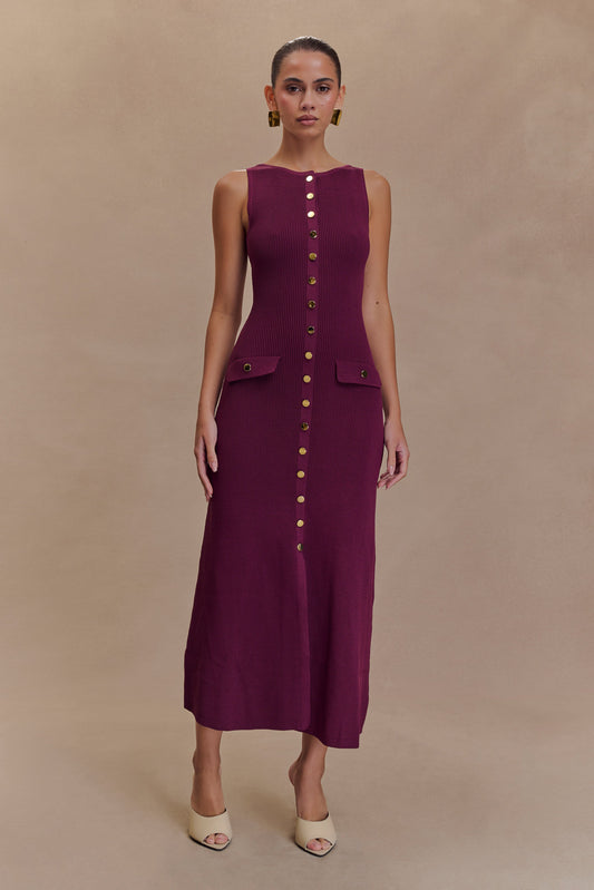 Robe Maxi Sans Manches Boutonnée Sawyer - Prune