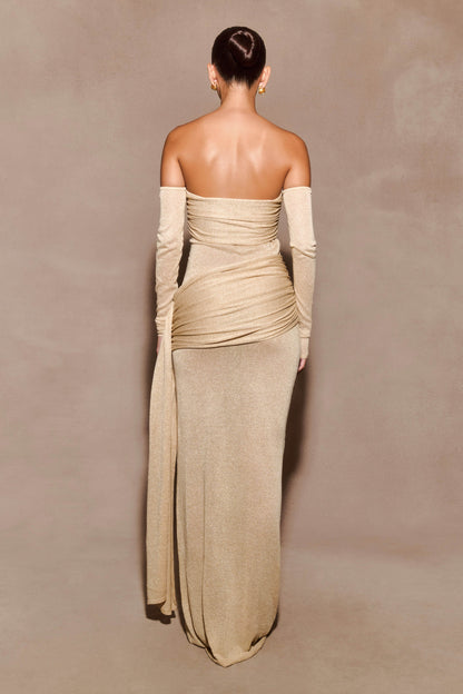 Robe Maxi en Tricot Métallisé Ingrid - Bronze