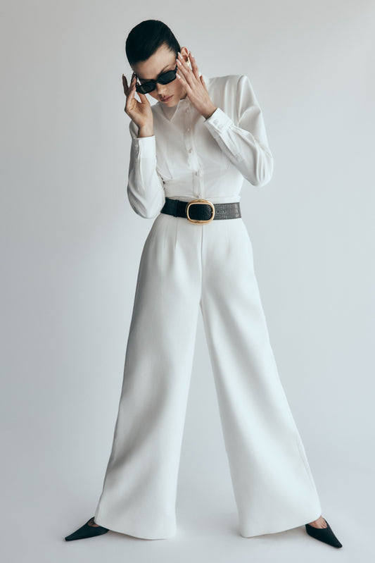Pantalon Silas taille haute - Blanc