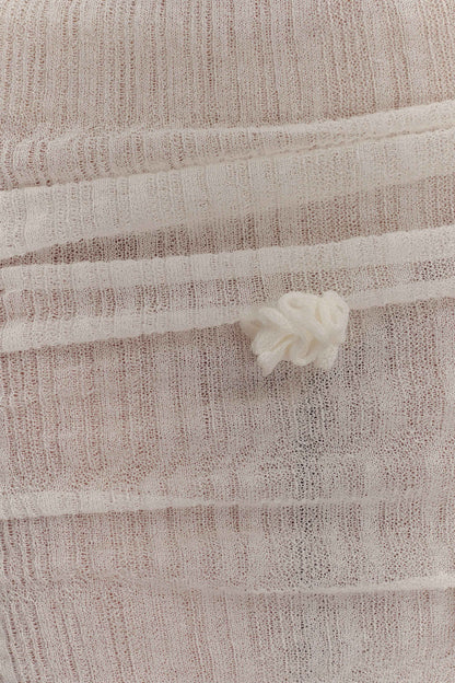 Jupe Maxi Tricotée Motif Orchidée Orianna - Ivoire
