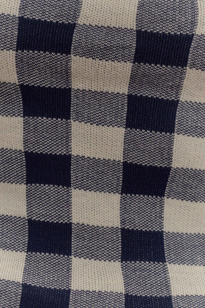 Marcie, haut en tricot sans manches - carreaux bleu marine