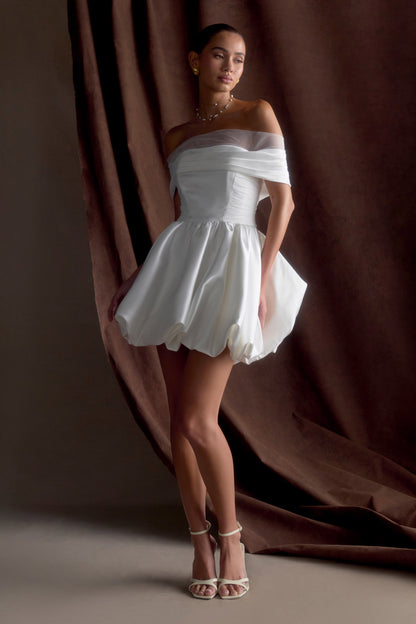 Robe mini Lauretta à épaules dénudées - Blanche