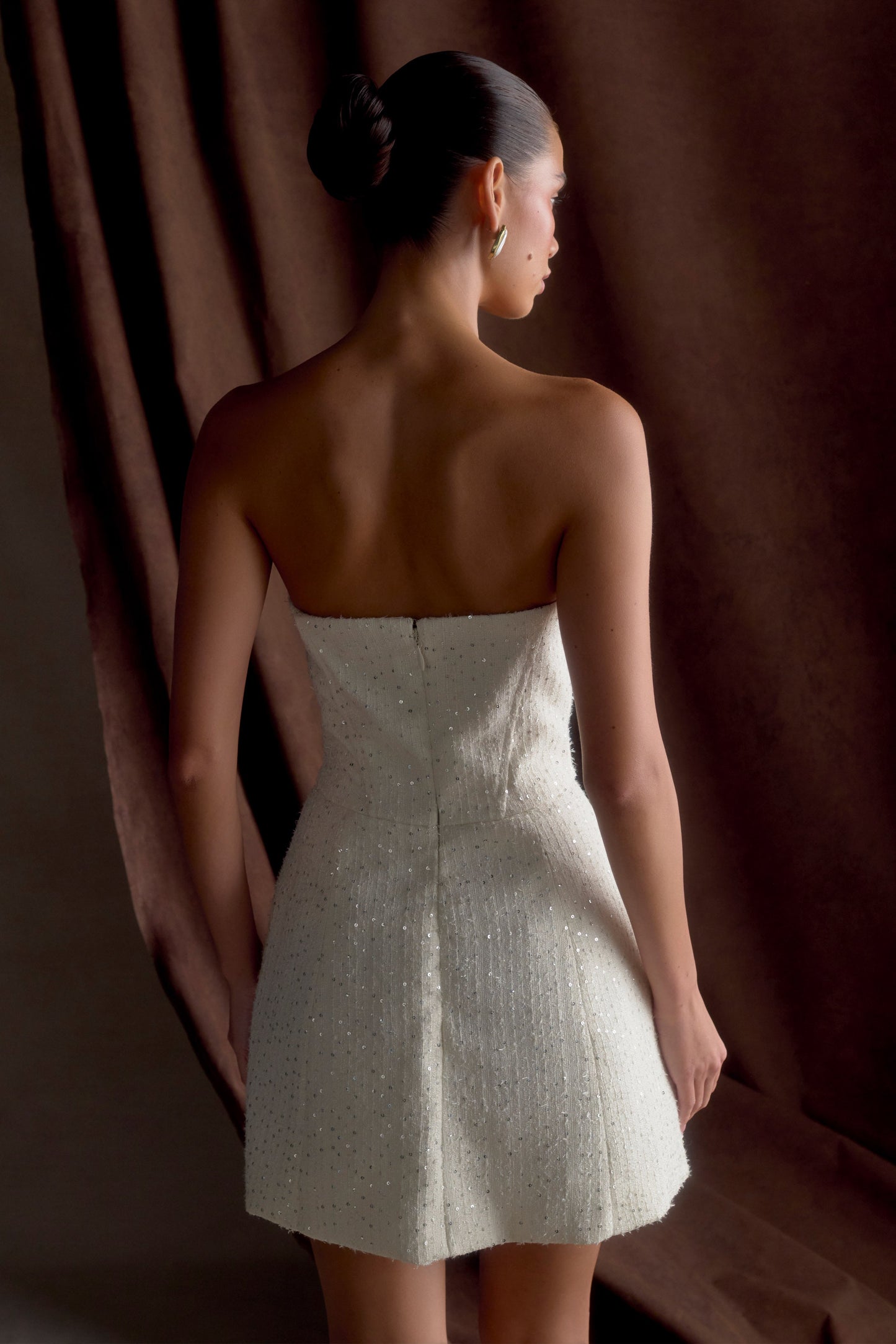 Mini-robe corset en tweed Lorrie - Blanc