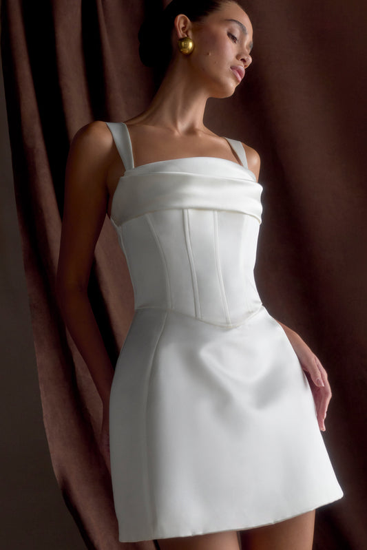 Mini-robe corset en satin Isabel - Blanc