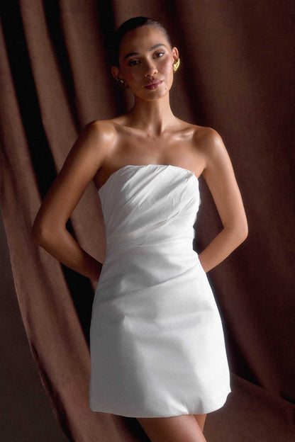 Mini-robe Leslie en taffetas à volants - Blanc