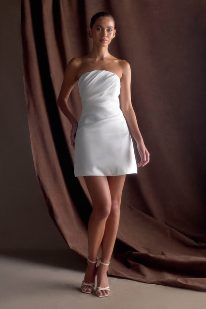Mini-robe Leslie en taffetas à volants - Blanc