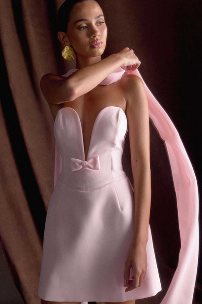 Mini-robe tailleur sans bretelles Orellia - Rose tendre