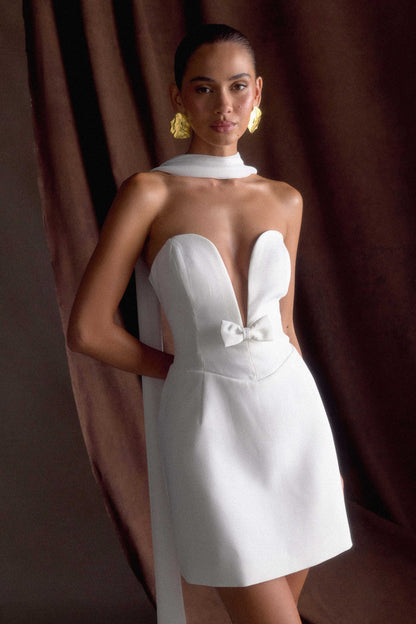 Mini-robe tailleur sans bretelles Orellia - Ivoire