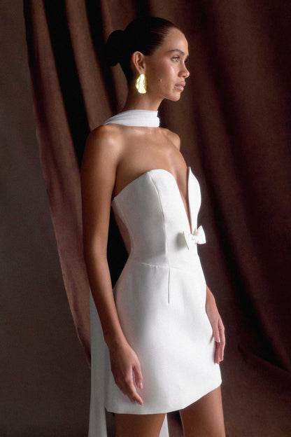 Mini-robe tailleur sans bretelles Orellia - Ivoire