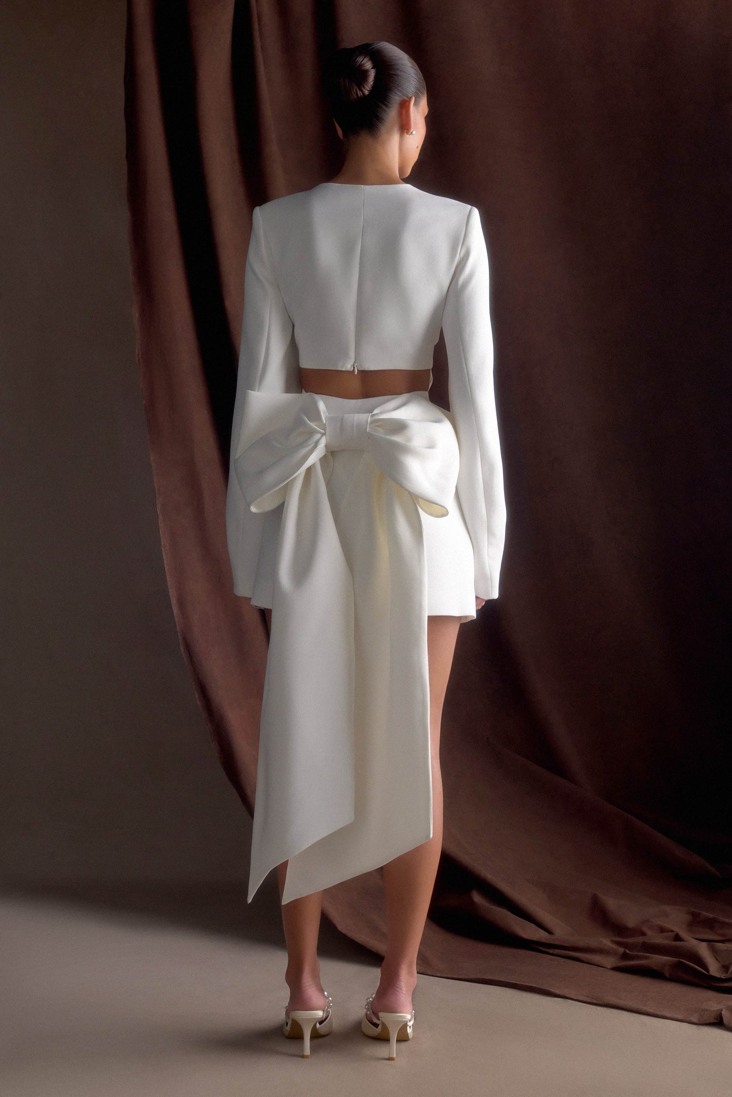 Mini-robe tailleur à nœud Rosanna - Ivoire