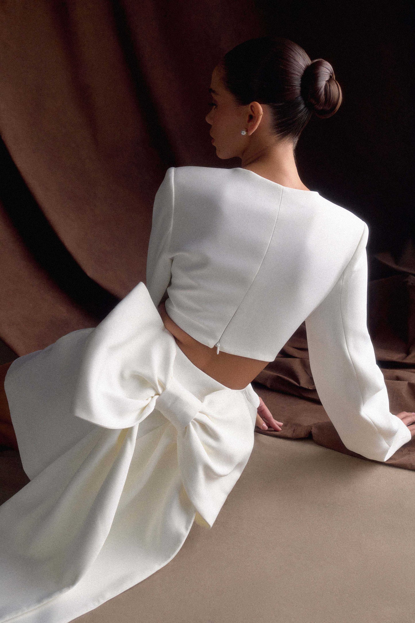 Mini-robe tailleur à nœud Rosanna - Ivoire