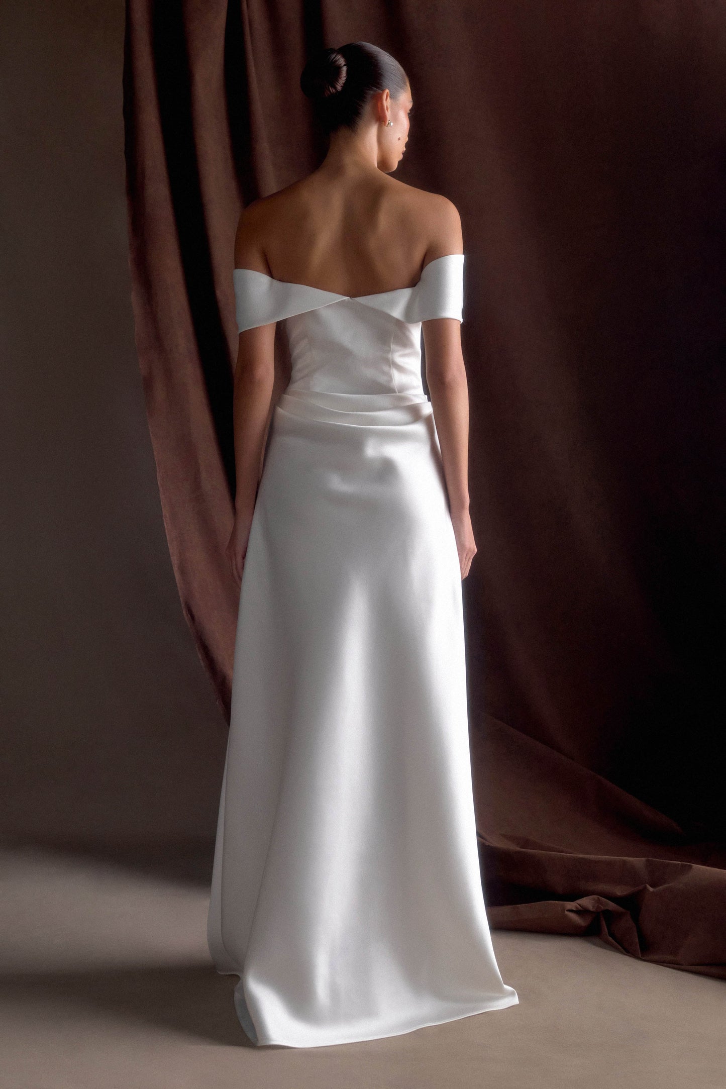 Robe satinée à épaules dénudées Luna - Blanc