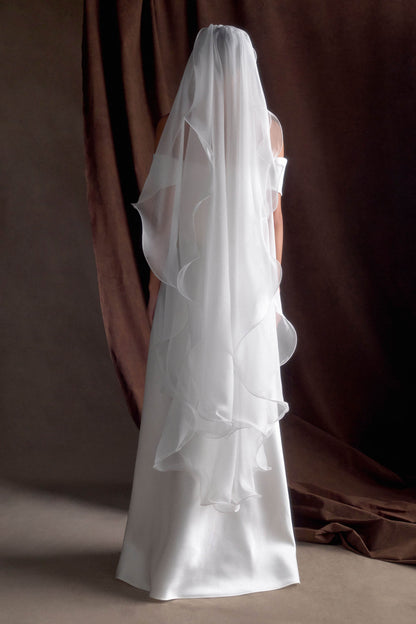 Voile en mousseline de soie fluide Asteria - Ivoire