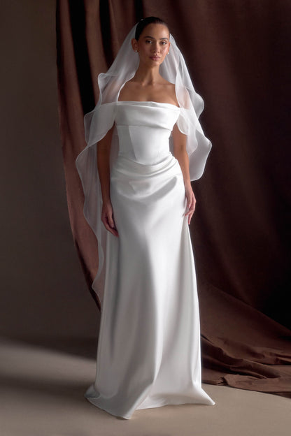 Voile en mousseline de soie fluide Asteria - Ivoire