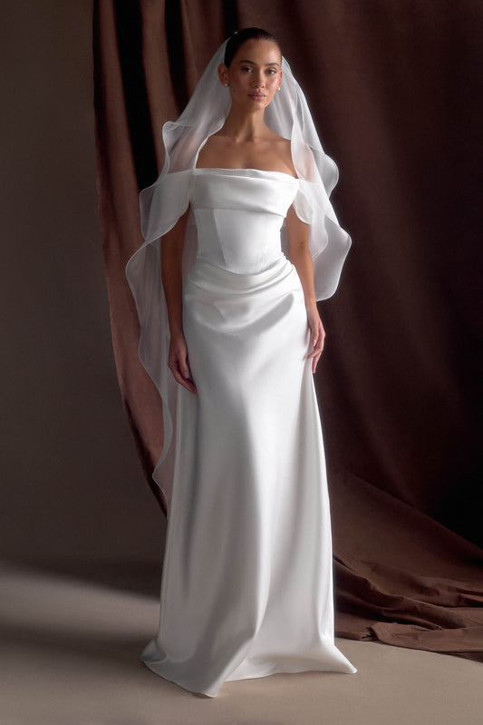 Voile en mousseline de soie fluide Asteria - Ivoire