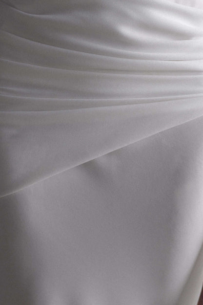 Robe Maxi Giulia en Chiffon à Drapé - Blanche