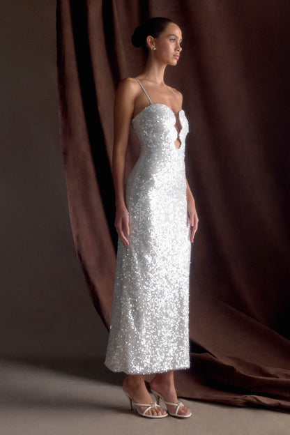 Makari Robe Maxi à Paillettes - Blanche