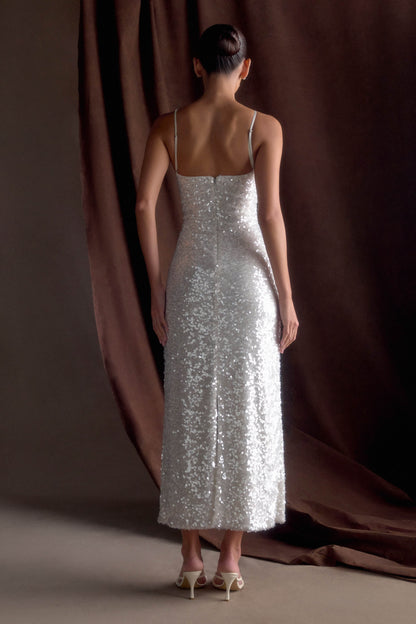 Makari Robe Maxi à Paillettes - Blanche