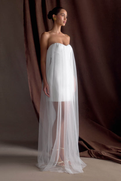 Bettany Robe Maxi en Chiffon Sans Bretelles - Blanche