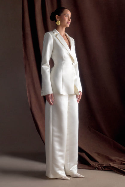 Blazer en satin sur mesure Ada - Ivoire