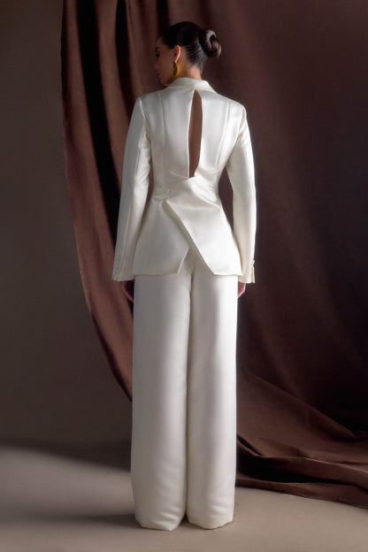 Blazer en satin sur mesure Ada - Ivoire