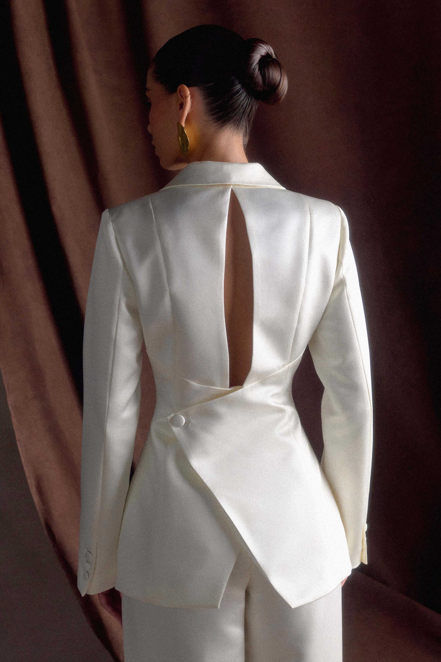 Blazer en satin sur mesure Ada - Ivoire
