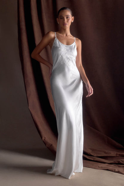 Robe Maxi en Satin Saylor - Ivoire