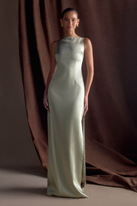 Robe maxi en satin violet sans manches - SAGE