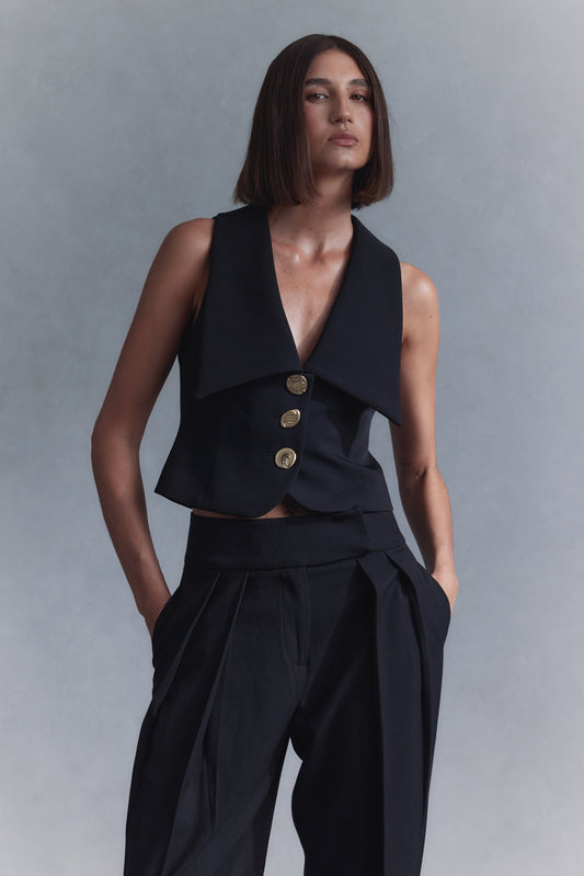 Gilet Alix à boutons mixtes - Noir