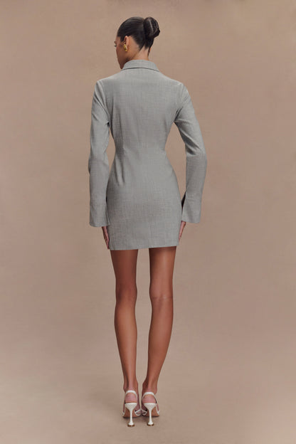 Mini-robe chemise ajustée Dorian - Gris anthracite chiné