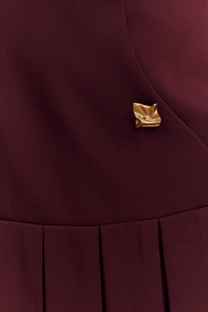 Robe mini plissée sans manches Mackenzie - Brun-rouge