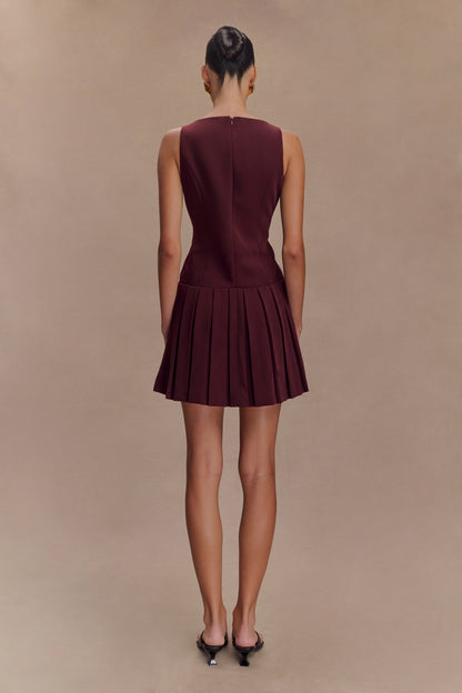 Robe mini plissée sans manches Mackenzie - Brun-rouge