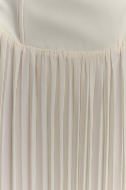 Robe Maxi Stacie à Plis et Emmanchures Croisées - Ivoire