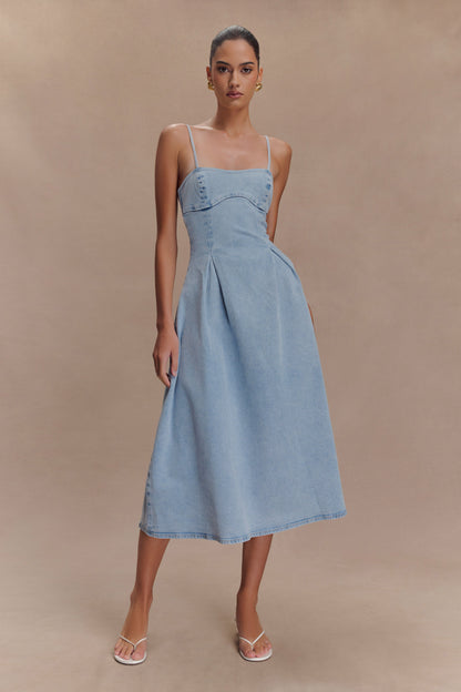 Harlyn Robe Midi en Jean - Bleu Clair